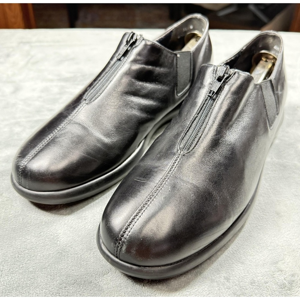 Munro Shoes Womens Size 11 Black Leather Zip‎ Slip On Comfort Walking N740